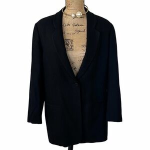 Giorgio Armani Le Collezioni Vintage Black Wool Blazer Size 8 Classic Tailored
